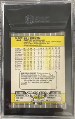 Fleer 1989 Bill Ripken Error FF #616 SGC 8 Baltimore Orioles Baseball Card - Image 2