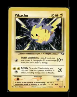 Pokemon Pikachu TCG Neo Genesis Common Card #70/111 Unlimited WOTC Vintage LP - Image 1