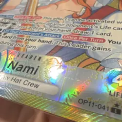 Bandai Nami Leader Alternate Art Holo OP11-041 A Fist of Divine Speed English - Image 2