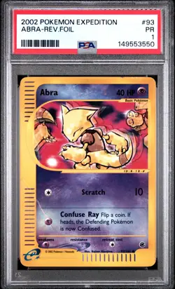 PSA 1 PR 2002 Pokemon Expedition Abra REVERSE Holo Foil 93/165 E-Reader Series - Image 1