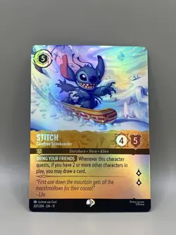 Stitch Carefree Snowboarder Enchanted Foil 207/204 Disney Lorcana TCG - Image 1