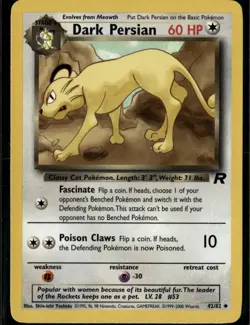 Dark Persian Uncommon Team Rocket 42/82 Colorless Unlimited Pokemon Card - Image 1