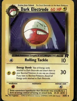 Dark Electrode Uncommon Team Rocket 34/82 Lightning Unlimited Pokemon Card - Image 1