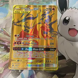 POKEMON JUMBO GOLD Reshiram & Charizard GX SM247 Oversized Promo Card HP/DMG - Image 1