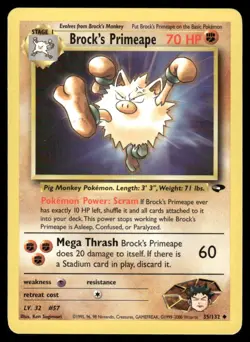 Pokemon Cards Brock's Primeape 35/132 Unlimited Gym Challenge WOTC Uncommon NM - Image 1