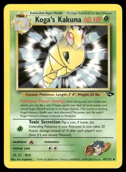 Pokemon Cards Koga's Kakuna 47/132 Unlimited Gym Challenge WOTC Uncommon LP - Image 1