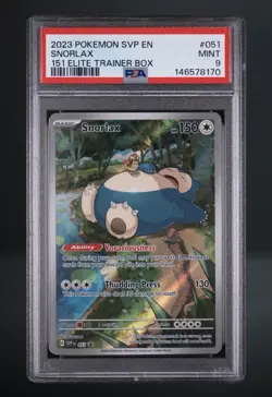 Pokemon TCG Snorlax ETB Promo Scarlet & Violet 151 Black Star Card 051 PSA 9 - Image 1