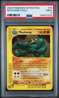2002 POKEMON EXPEDITION #16 MACHAMP-HOLO PSA 9 - Image 1