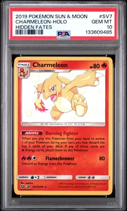 2019 POKEMON SUN & MOON HIDDEN FATES #SV7 CHARMELEON-HOLO PSA 10 - Image 1