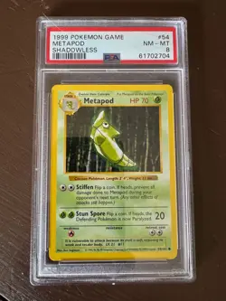 PSA 8 POKEMON BASE SET LOT (5) MEWTWO HOLO + SHADOWLESS METAPOD + DROWZEE WEEDLE - Image 2