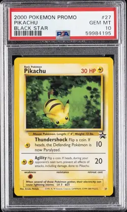2000 POKEMON PROMO BLACK STAR #27 PIKACHU PSA 10 - Image 1