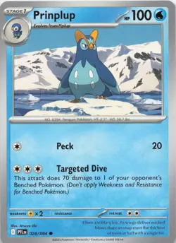 Prinplup 028/094 Common Phantasmal Flames Pokemon Near Mint - Image 1