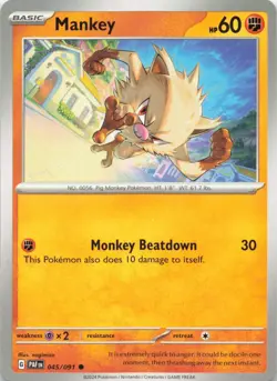Mankey 045/091 Common Paldean Fates Pokemon Near Mint - Image 1