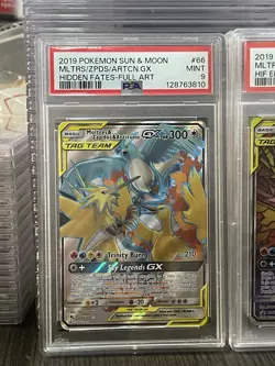 2019 Pokemon Hidden Fates Moltres Zapdos Articuno GX 66/68 PSA 9 Tag Team - Image 1