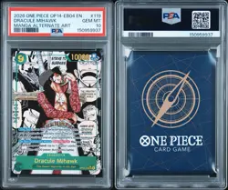 One Piece TCG/CCG Dracule Mihawk Manga OP14-119 SEC Alt Art PSA 10 - Image 3