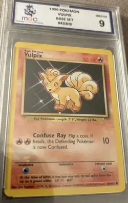 Vulpix 1st Edition 68/102 PSA 9 MINT Shadowless Base Set Pokemon WOTC 1999 - Image 2