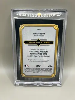 1/1 Mike Trout 2022 Topps Five Star Auto Five Tool Phenom #FTP-MT Angels - Image 2