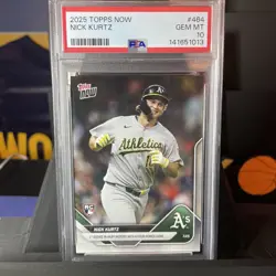 PSA 10 2025 Topps NOW Card NICK KURTZ - RC First Rookie 4-Homerun Game Athletics - Image 1