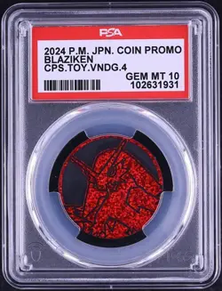 PSA 10 Blaziken Coin Promo Capsule Vending 4 Japanese 2024 Pokemon - Image 1