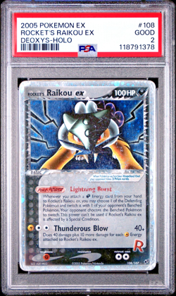 PSA 2 2005 Pokemon EX Deoxys Rocket's Raikou EX Holo Foil 108/107 Secret Rare - Image 1