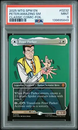 Peter Parker Amazing (0232) (Borderless Foil) Marvel's Spider-Man PSA 9 Mint Mtg - Image 1