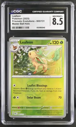 Leafeon 005/131 Master Ball Holo Prismatic Evolutions Pokemon CGC 8.5 Nm/mint+ - Image 1