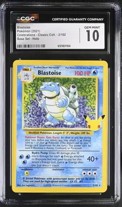 Blastoise 2/102 Celebrations Holo Pokemon CGC 10 Gem Mint - Image 1