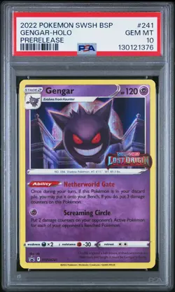 2022 POKEMON SWSH BLACK STAR PROMO PRERELEASE #241 GENGAR-HOLO PSA 10 - Image 1