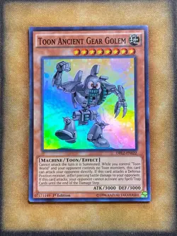 Yugioh Toon Ancient Gear Golem DRL2-EN022 Super Rare 1st Ed LP - Image 1
