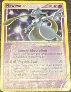 Pokemon TCG Mewtwo Gold Star, Holon Phantoms #103/110, Damaged - Image 1