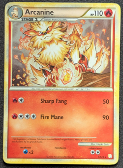 Pokemon TCG Arcanine 1/123 HGSS HeartGold & SoulSilver Holo Rare LP - Image 1