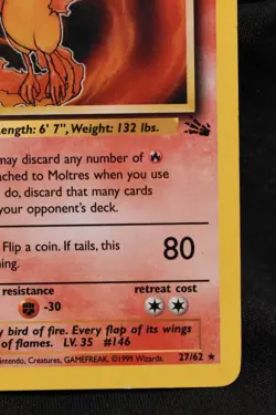 Moltres 27/62 LP Fossil Regular Rare Unlimited Pokemon TCG - Image 4