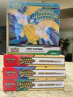 Pokemon Ascended Heroes ETB Emboar Feraligatr & Meganium Ex Box, First Partner - Image 3