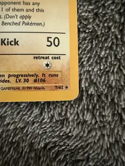 Pokemon TCG Hitmonlee 7/62 Fossil Holo Rare Wizards 1999 - Image 4