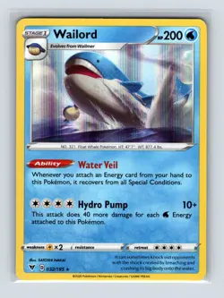 Wailord 032/185 Holo Rare Vivid Voltage Pokemon Holo Near Mint - Image 1
