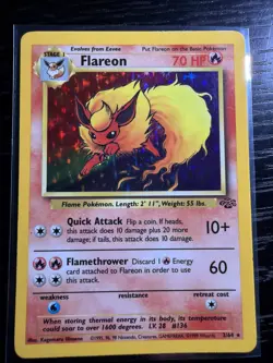 Pokemon 1999 Flareon Jungle 3/64 Holo Rare MP - Image 1