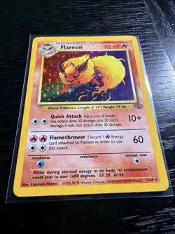 Pokemon 1999 Flareon Jungle 3/64 Holo Rare MP - Image 2