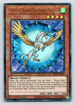 Crystal Beast Sapphire Pegasus - BLCR-EN053 - Ultra Rare - 1st Edition Yugioh - Image 1