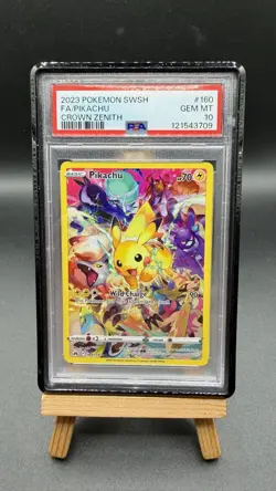 Pokemon TCG Pikachu Holo Full Art Secret Rare Card 160/159 Crown Zenith PSA 10 - Image 1