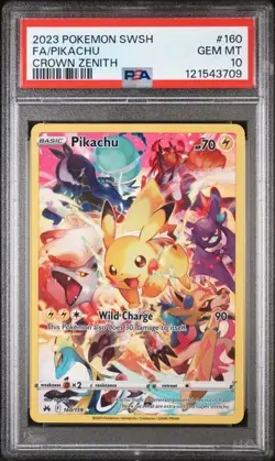 Pokemon TCG Pikachu Holo Full Art Secret Rare Card 160/159 Crown Zenith PSA 10 - Image 4