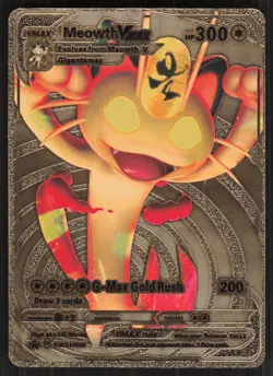 Meowth VMAX HP300 Gold Foil Pokemon Card G-Max Gold Rush card #SWSH005 - Image 1