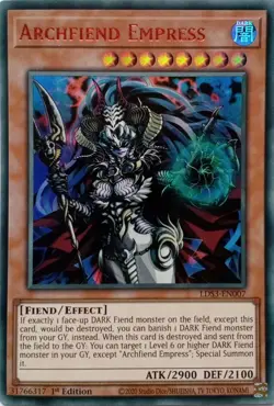 LDS3-EN007 ARCHFIEND EMPRESS RED ULTRA RARE 1ST EDITION YuGiOh CARD - Image 1