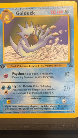 Pokemon TCG Golduck 35/62 Regular 1st Edition Fossil Uncommon Card - Image 2