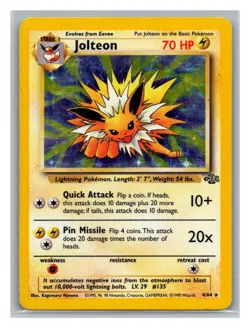Jolteon HOLO #04/64 Vintage Jungle Pokemon Trading Card TCG Nintendo 1999 - Image 1