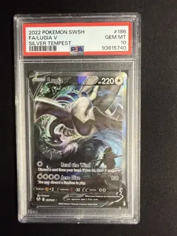2022 POKEMON SWORD & SHIELD SILVER TEMPEST #186 FULL ART/LUGIA V PSA 10 - Image 1