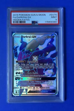 2019 Pokemon Sun & Moon FA/Darkrai GX Hidden Fates #SV70 PSA MINT 9 - Image 1