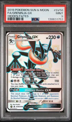 Pokemon Greninja GX SV56/SV94 Hidden Fates Shiny Vault PSA 9 Holo Full Art - Image 1