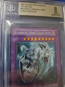 Elemental Hero Chaos Neos GLAS-EN036 1st Edition Secret Rare BGS 8 NM/M - Image 2