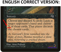 Abandon Hope Portuguese Mtg MISPRINT. Discards 3 cards instead of 'X' - Image 5