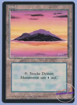 Island V1 Foreign Black Bordered MTG MISPRINT Card in German Copyright in French - Image 1